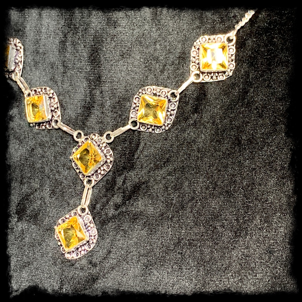 Citrine and sterling statement necklace